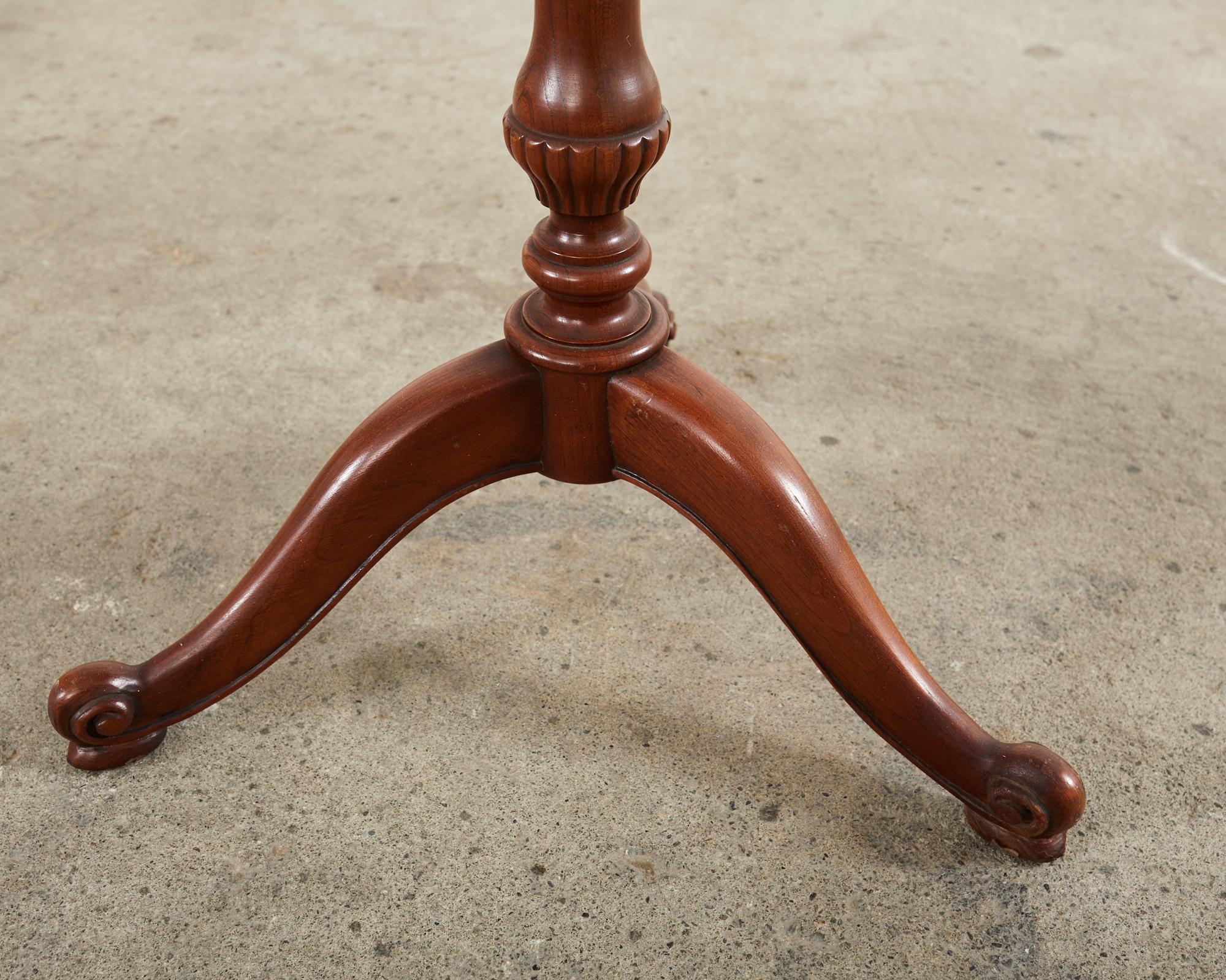 English Georgian Style Marble Top Mahogany Tripod Drinks Table For Sale 3