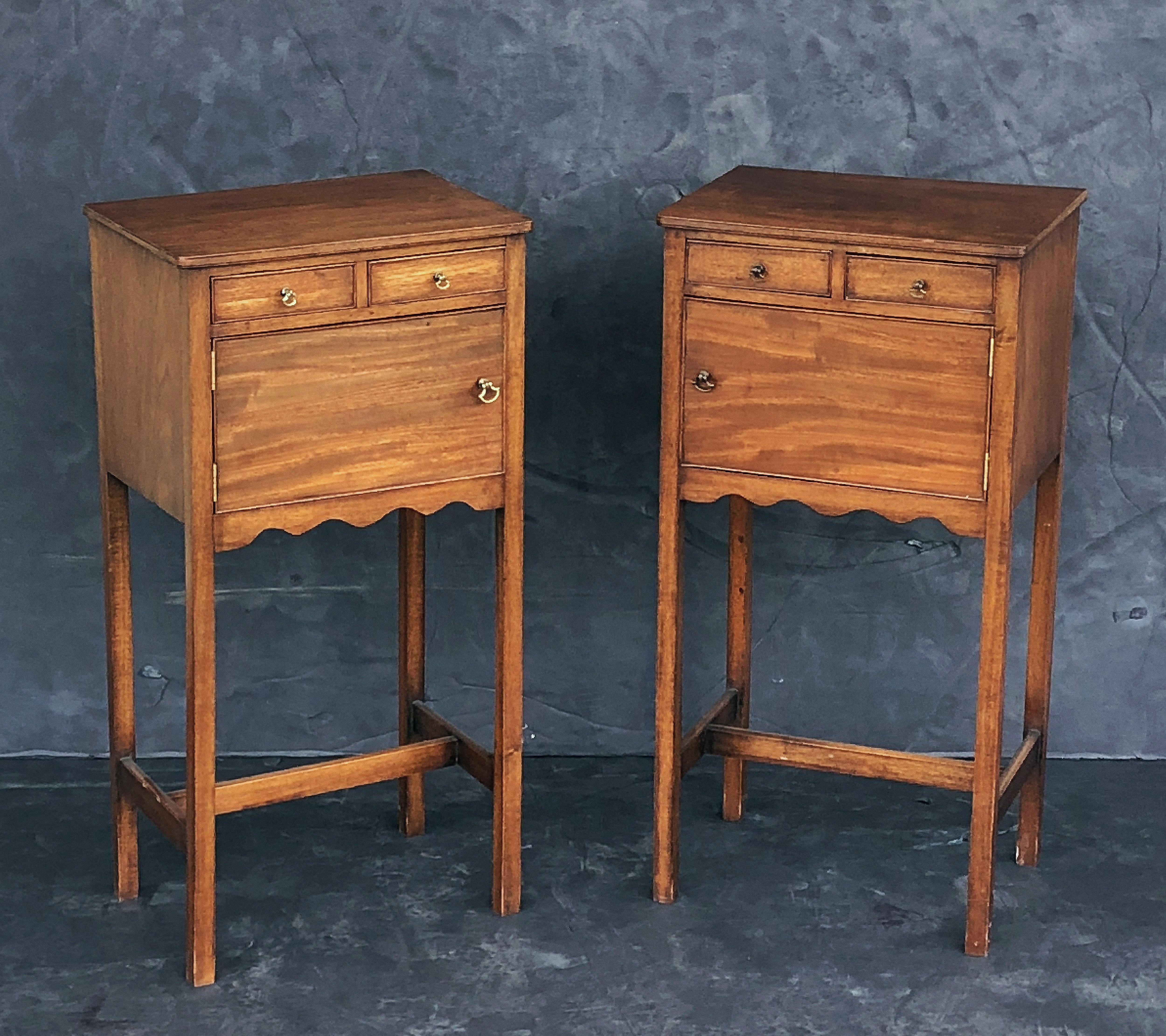 20th Century English Georgian Style Nightstands or Bedside Cabinets  'Priced as Pair'