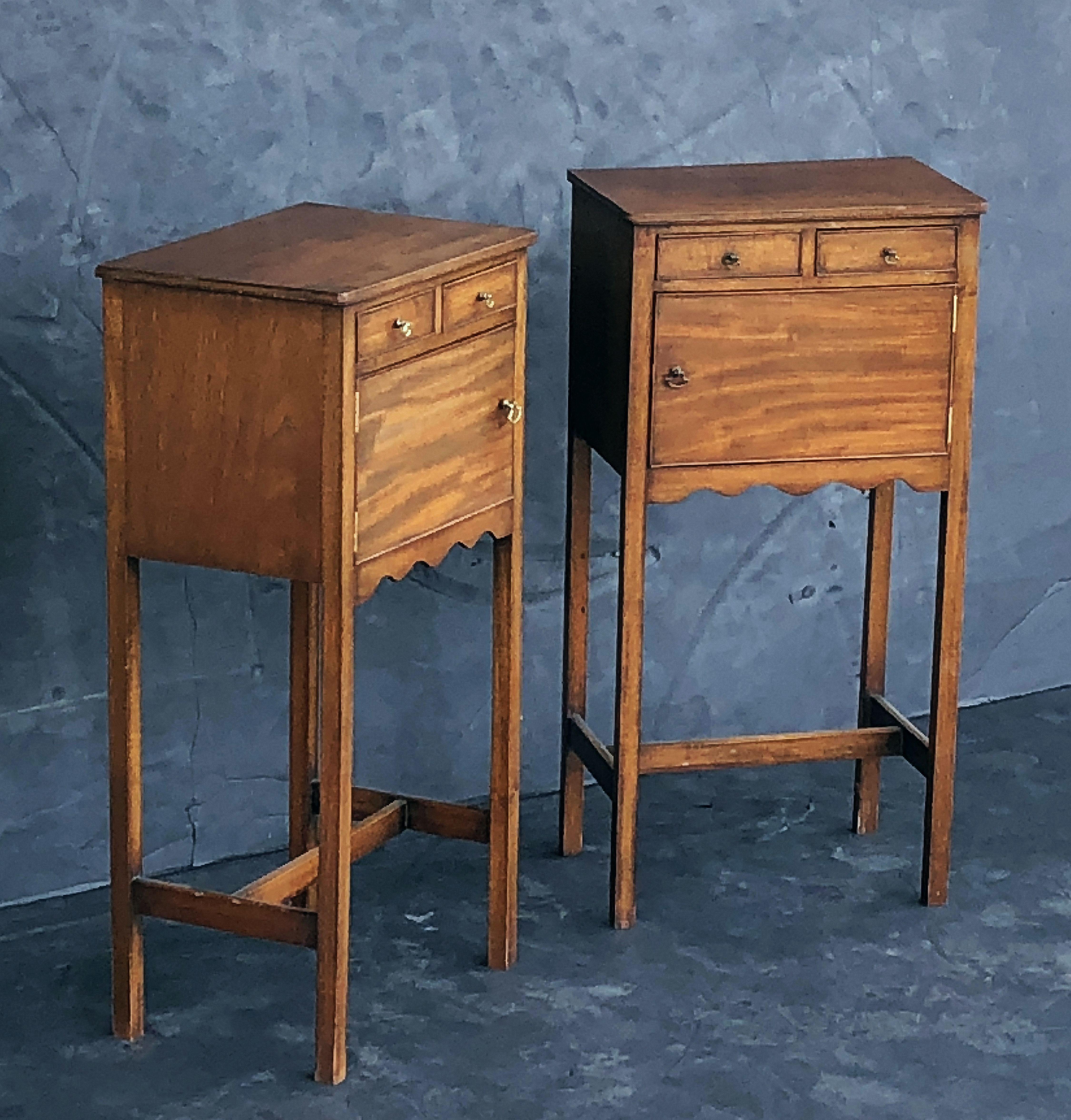 Metal English Georgian Style Nightstands or Bedside Cabinets  'Priced as Pair'