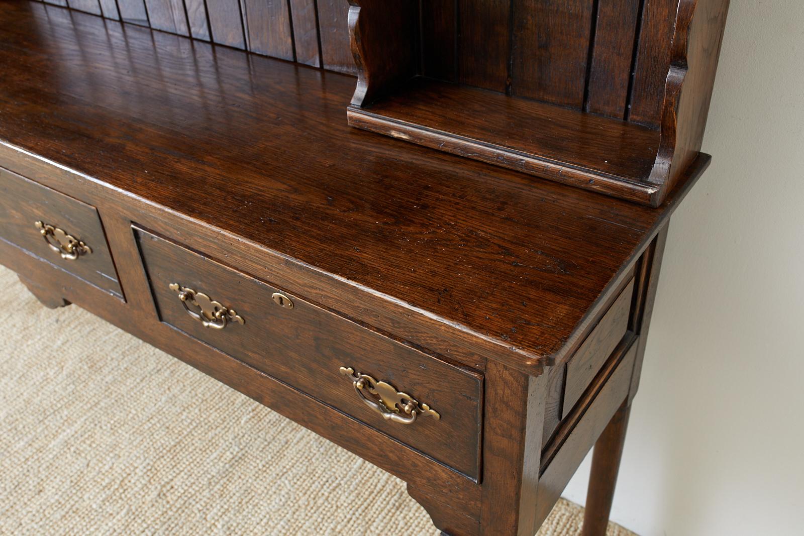 English Georgian Style Oak Welsh Cupboard Dresser 3