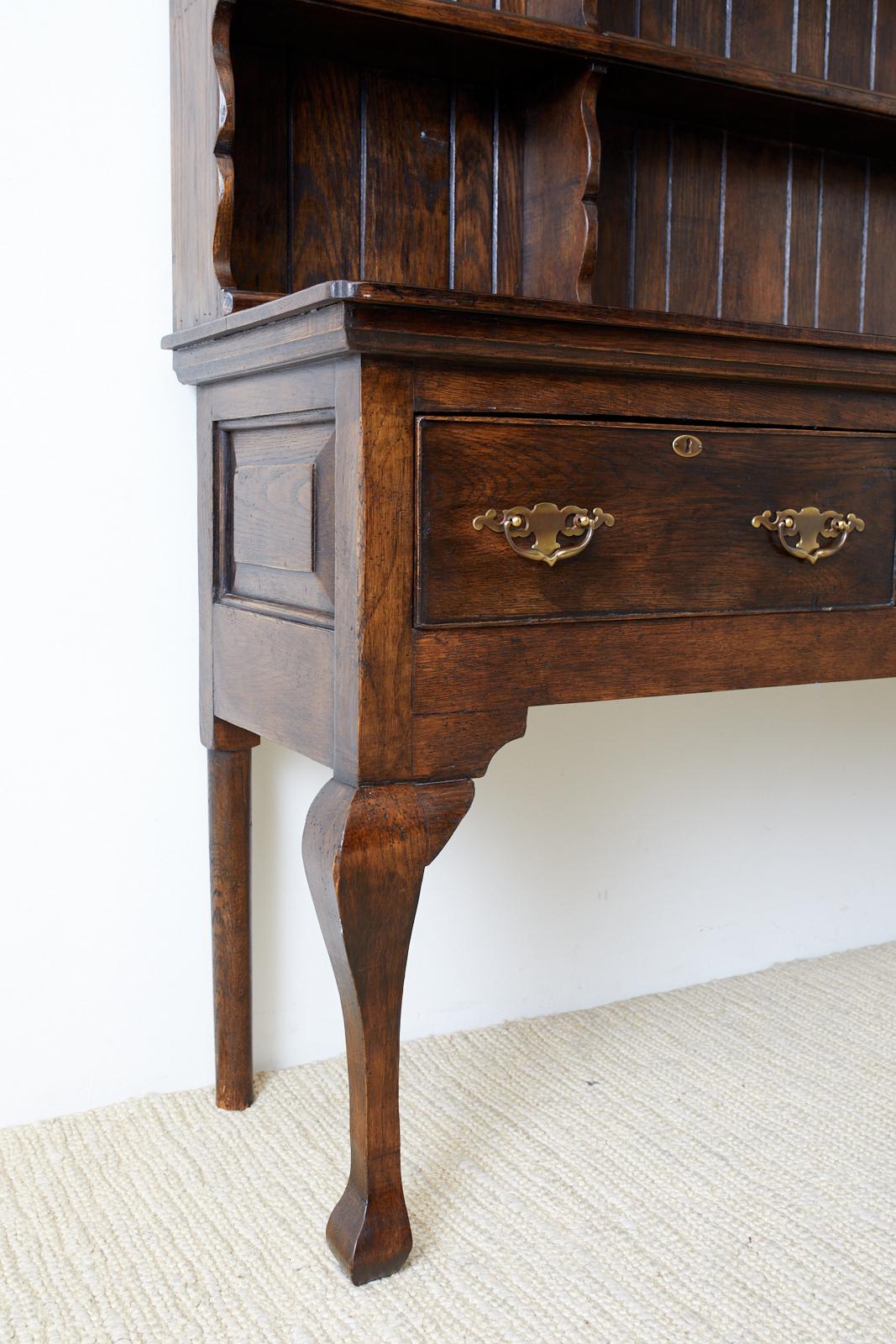 English Georgian Style Oak Welsh Cupboard Dresser 4