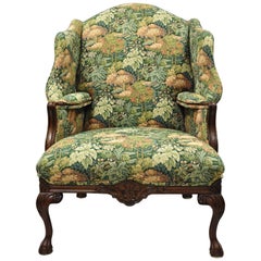 English Georgian Style Oversize Ball and Claw Chippendale Wingback Armchair