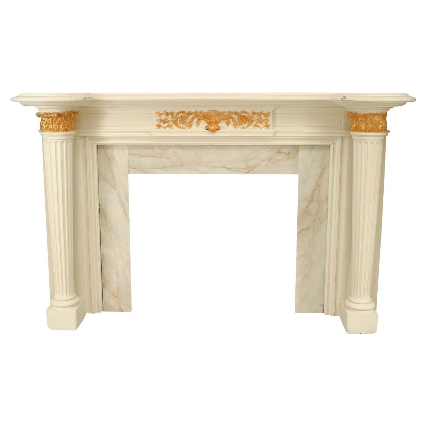 English Georgian Style Painted Fireplace Mantel For Sale