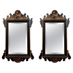 Miroirs muraux de style géorgien anglais Petite Chinoiserie - Paire