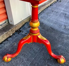 English Georgian Style Red Lacquer And Gilt Chinoiserie Tilt-top Tripod Table