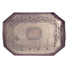 English Georgian Style Silver Plate Serving Tray English Georgian Style Silver Plate Serving Tray