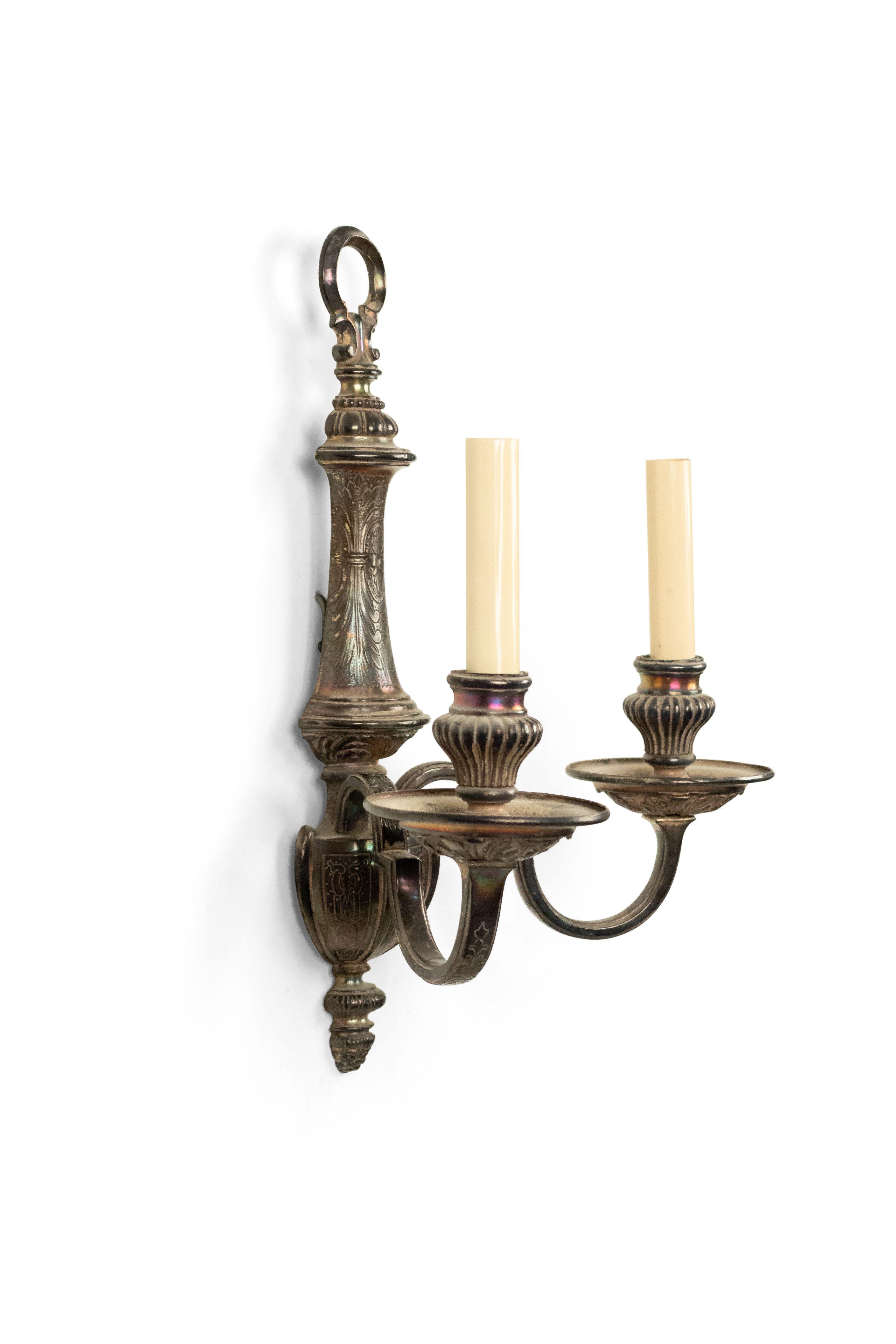 English Georgian Style Silver Plate Wall Sconce For Sale 3