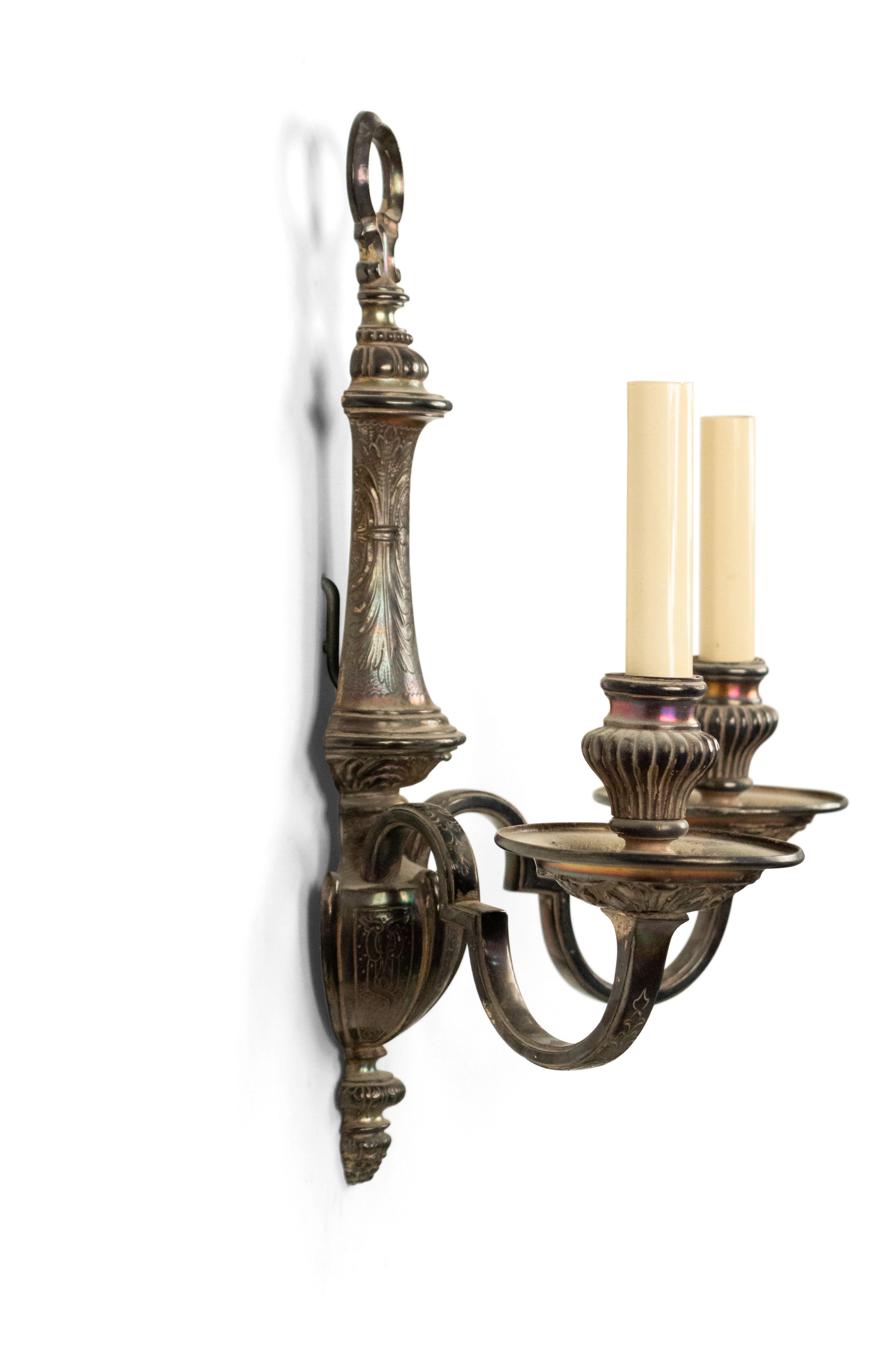 English Georgian Style Silver Plate Wall Sconce For Sale 4