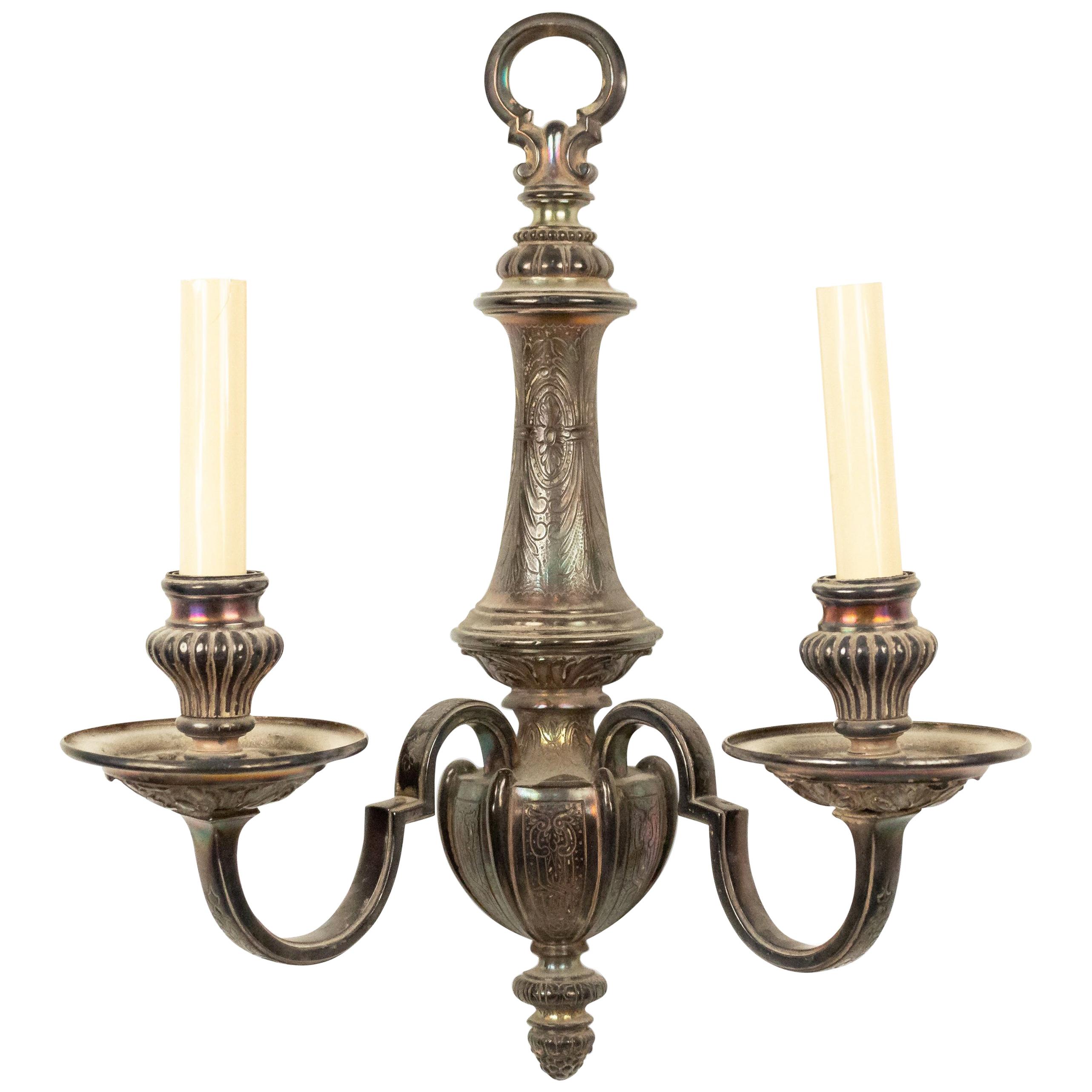 English Georgian Style Silver Plate Wall Sconce For Sale