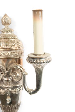 English Georgian Style Silver Plate Wall Sconces