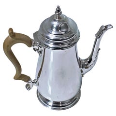 English Georgian Style Sterling Silver Coffee Pot London 1965 Wakely and Wheeler