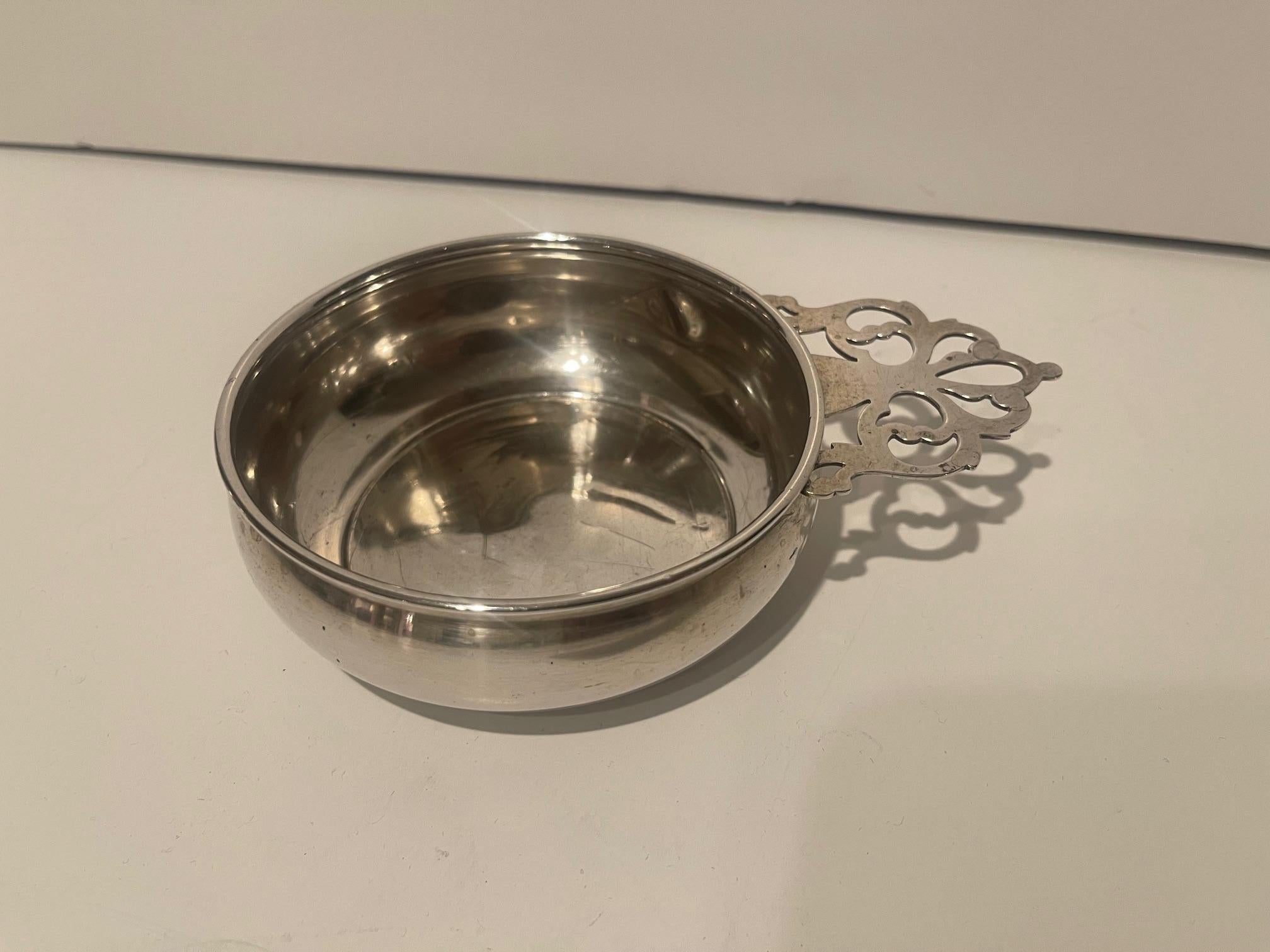 English Georgian Style Sterling Silver Porringer Bowl, Late 19th Century.  Marked Webster, Sterling Silver