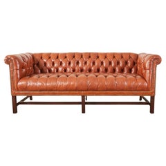 Used English Georgian Style Tufted Leather Chesterfield Sofa Settee