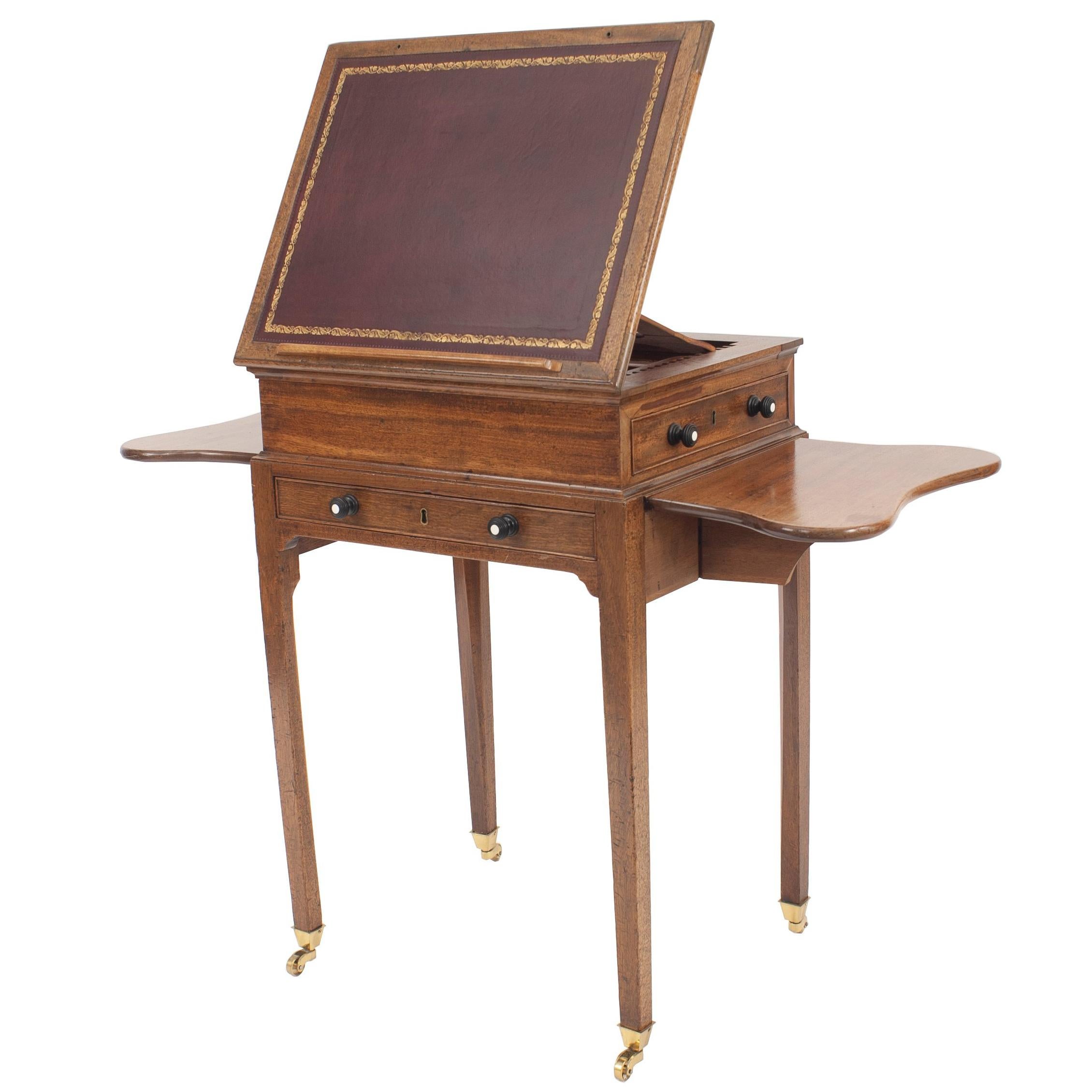 English Georgian Style Walnut End Table or Desk For Sale