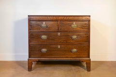 English Georgian Style Walnut Four-Drawer Chest with Sheraton Style Hardware