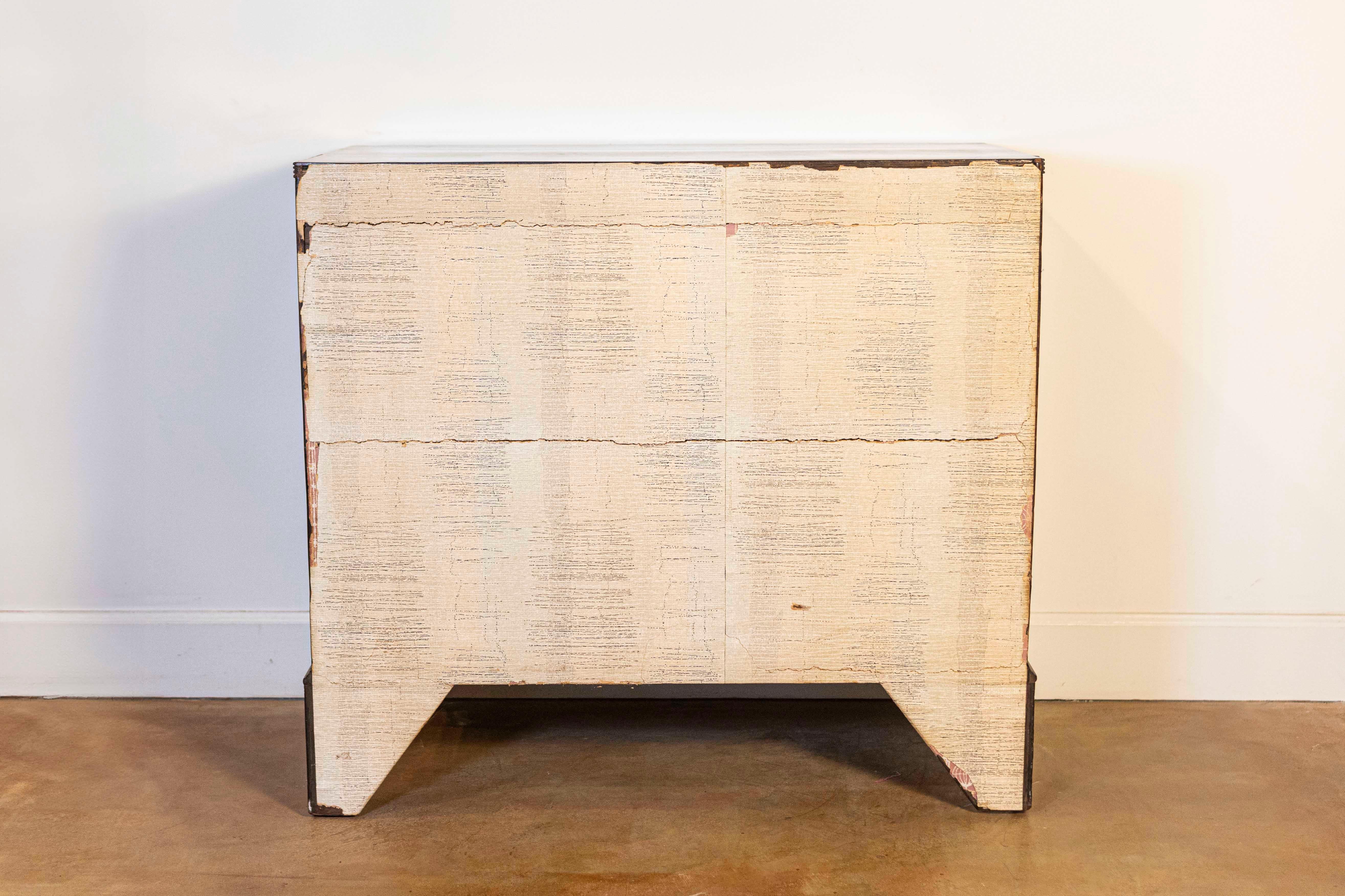Brass English Georgian Style Walnut Four-Drawer Chest with Sheraton Style Hardware
