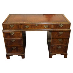 Used English Georgian style walnut pedestal desk