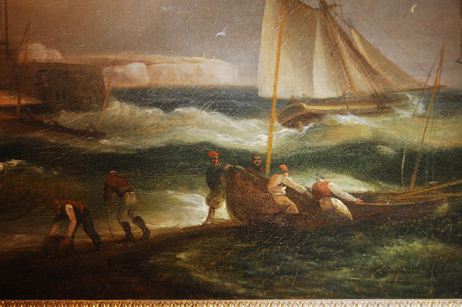 Englisches georgianisches Original-Ölgemälde von Thomas Luny, „Retrieving the Grog before the Storm“, Original im Zustand „Gut“ im Angebot in Wells, ME