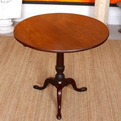 English Georgian Tripod Lamp Table Mahogany Folding Tilt Top Side Table