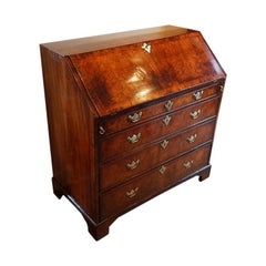 English Georgian Walnut slant front Bureau, George II, early 18th century