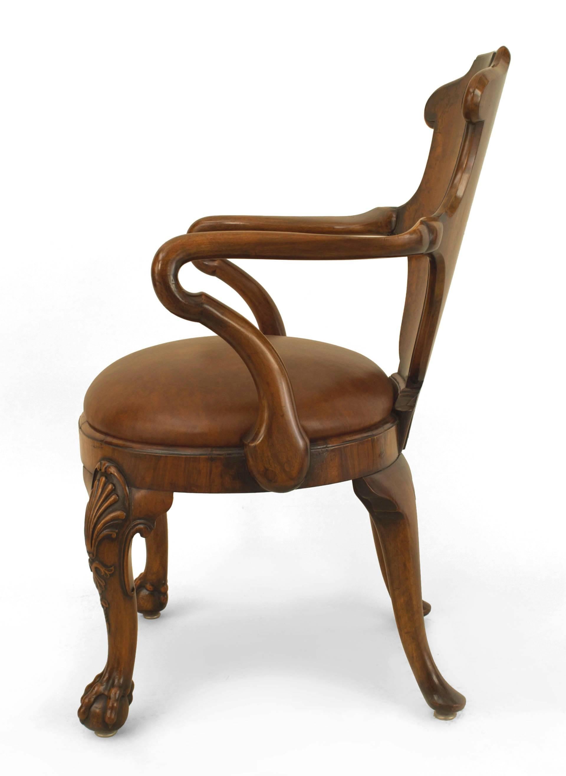 18th Century English Georgian Walnut Spoon Back Armchair For Sale