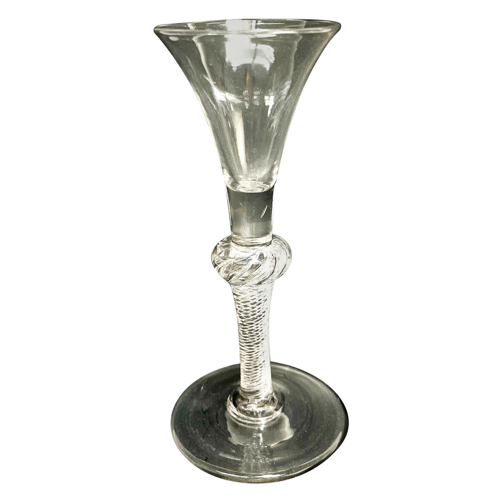 English Georgian Wine Goblet, Air Twist Stem, 18th Century For Sale