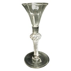 Antique English Georgian Wine Goblet, Air Twist Stem, 18th Century