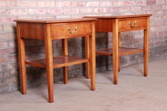 English Georgian Yew Wood and Mahogany Nightstands, Pair
