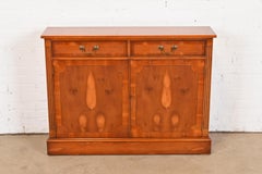 English Georgian Yew Wood Bar Cabinet in the Manner of Baker Furniture