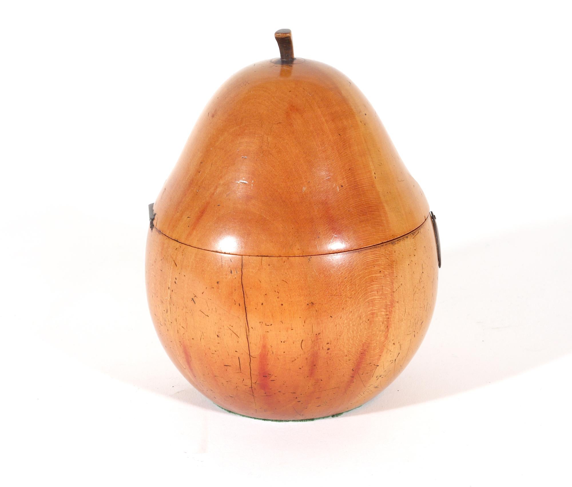 George III English Georgie III Antique Pear Fruitwood Tea Caddy