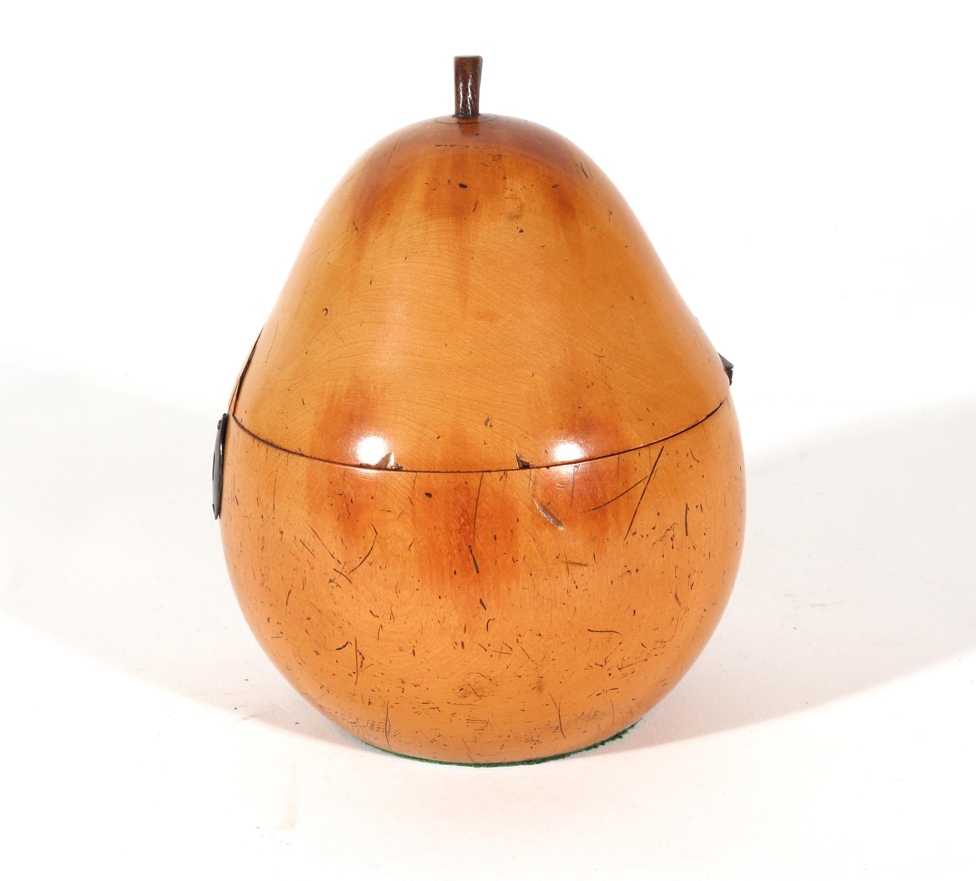 18th Century English Georgie III Antique Pear Fruitwood Tea Caddy