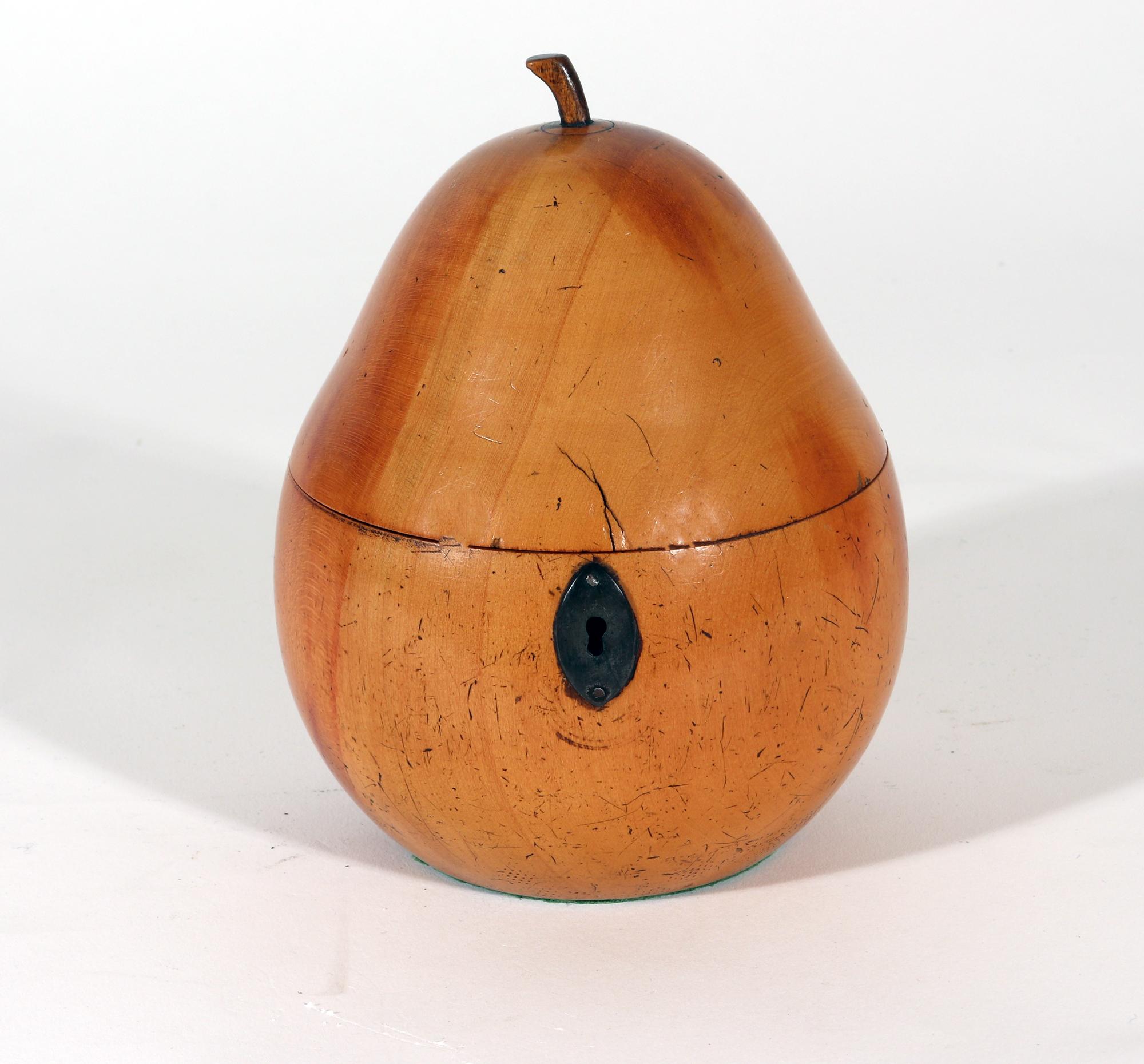 Wood English Georgie III Antique Pear Fruitwood Tea Caddy