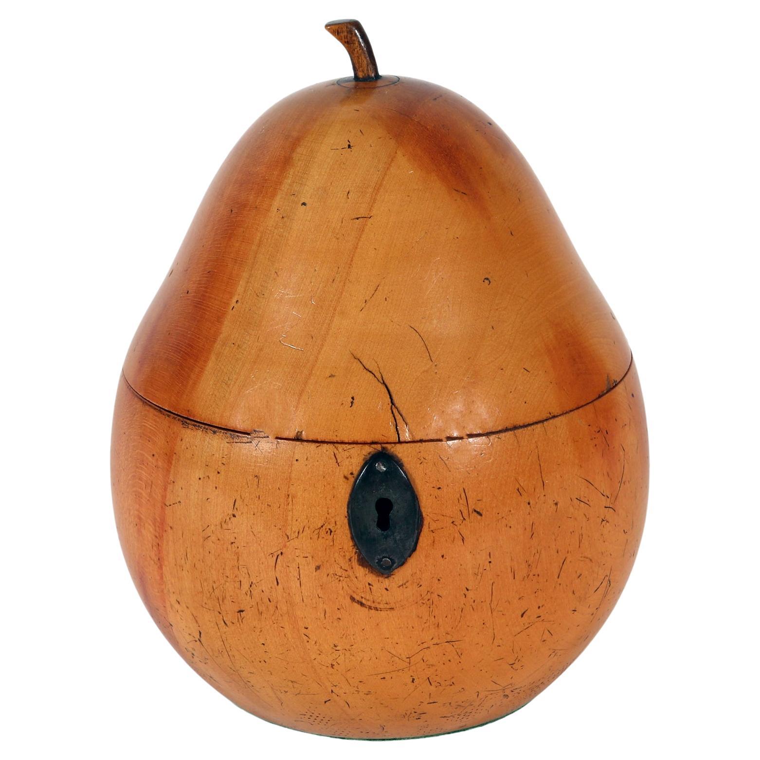 English Georgie III Antique Pear Fruitwood Tea Caddy