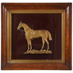 English Gilded Brass Plaque of "Black Eagle" in a Period Burled Wood Frame