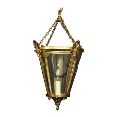 English Gilded Bronze Hall Antique Lantern