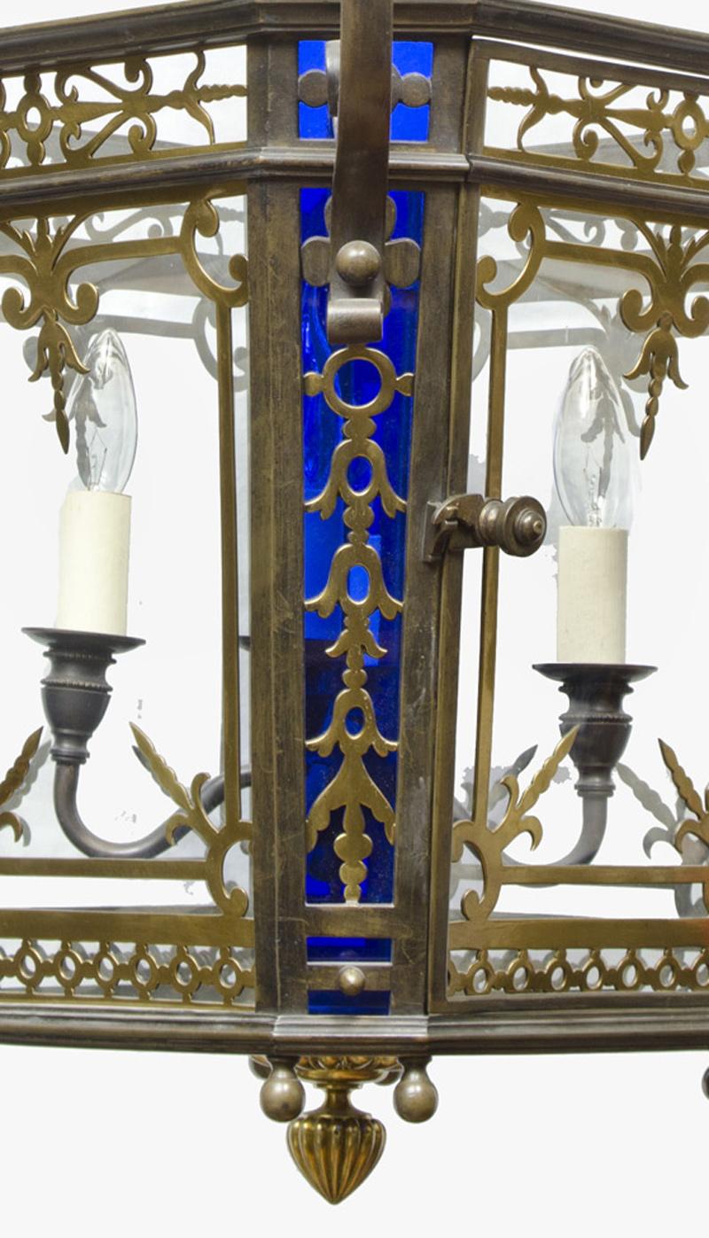 19th Century English Gilded Bronze Hanging Lantern For Sale