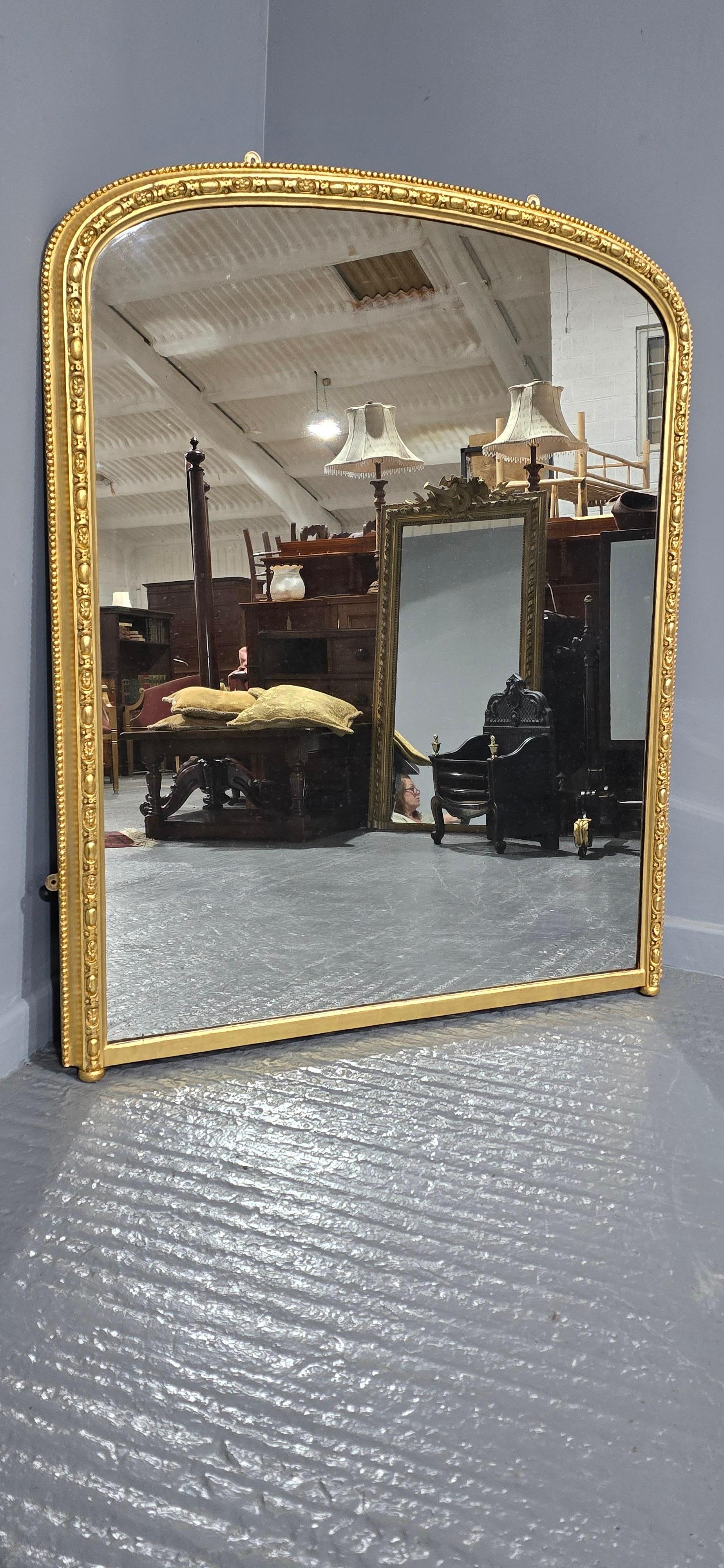 Miroir à trumeau à dessus arqué, doré, anglais en vente 5
