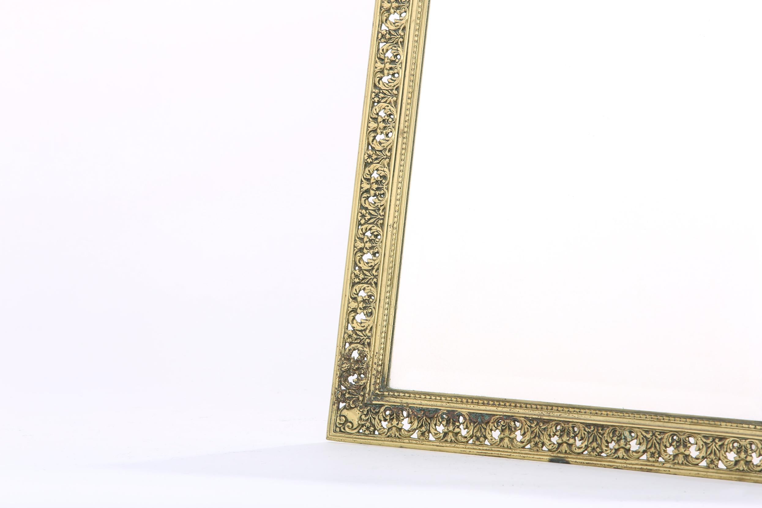 English Gilt Brass Framed Beveled Vanity Mirror For Sale 3