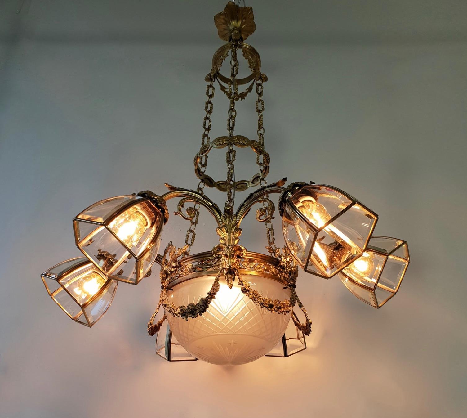 English Gilt Bronze Chandelier In Good Condition For Sale In Antwerp, BE