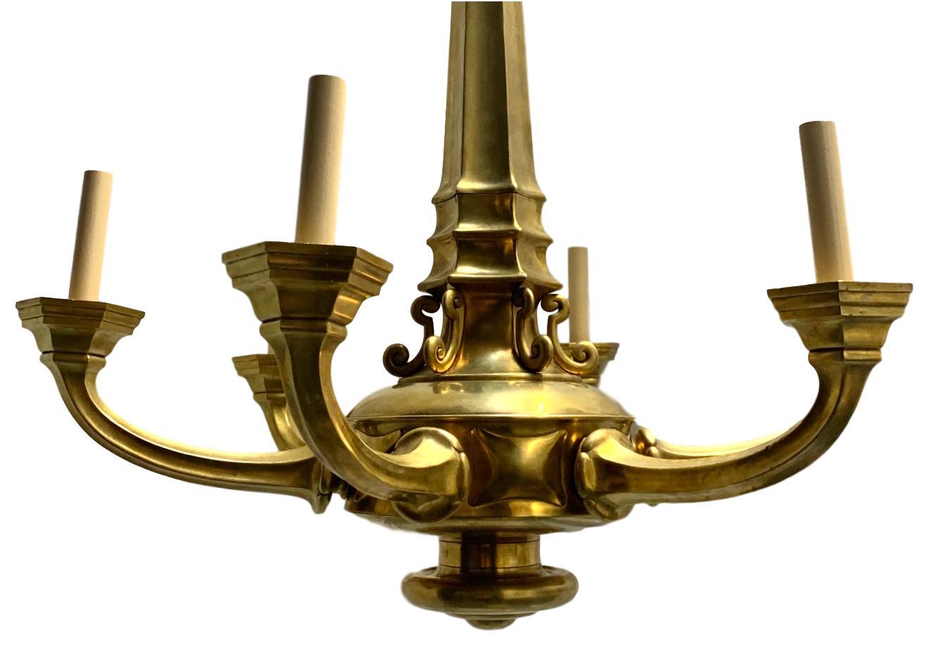 English Gilt Bronze Neoclassic Chandelier For Sale 1