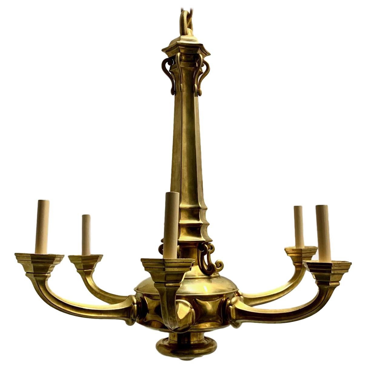 English Gilt Bronze Neoclassic Chandelier For Sale