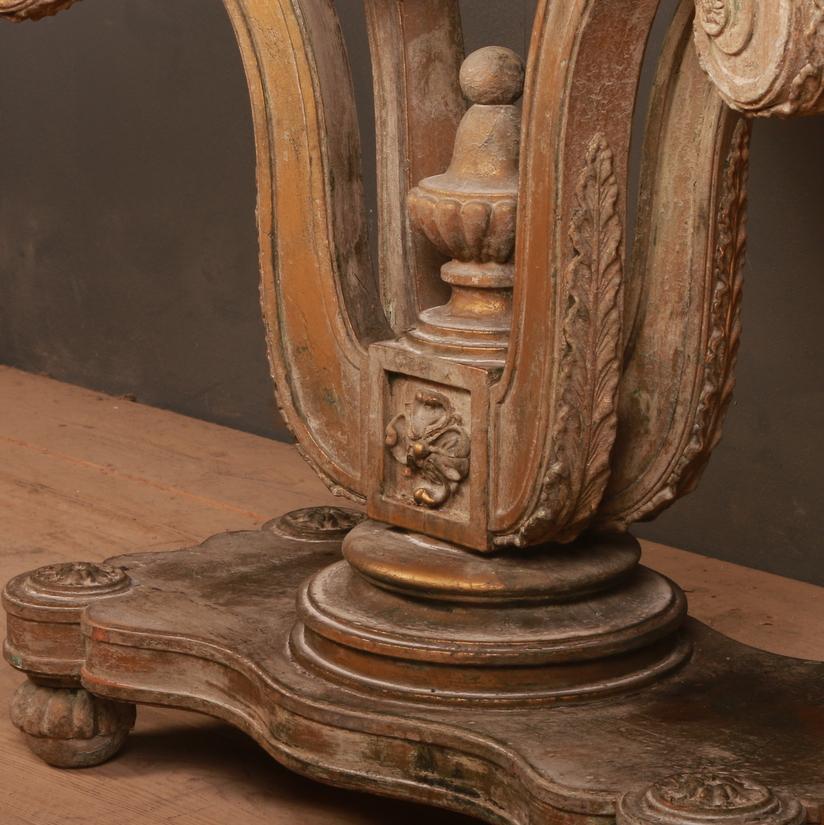 Marble English Gilt Console Table