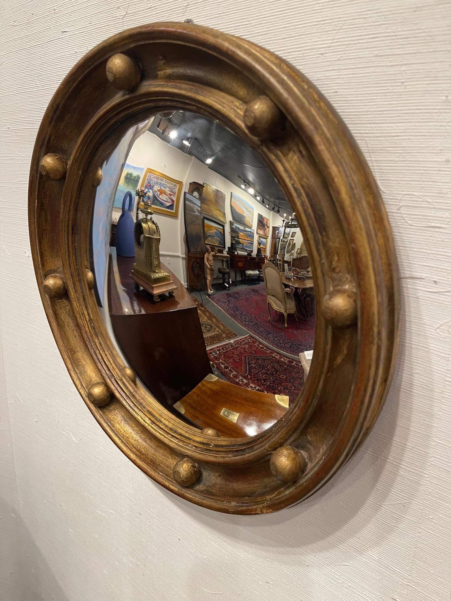 Giltwood English Gilt Framed Bull's Eye Mirror, 19th / 20th Century For Sale