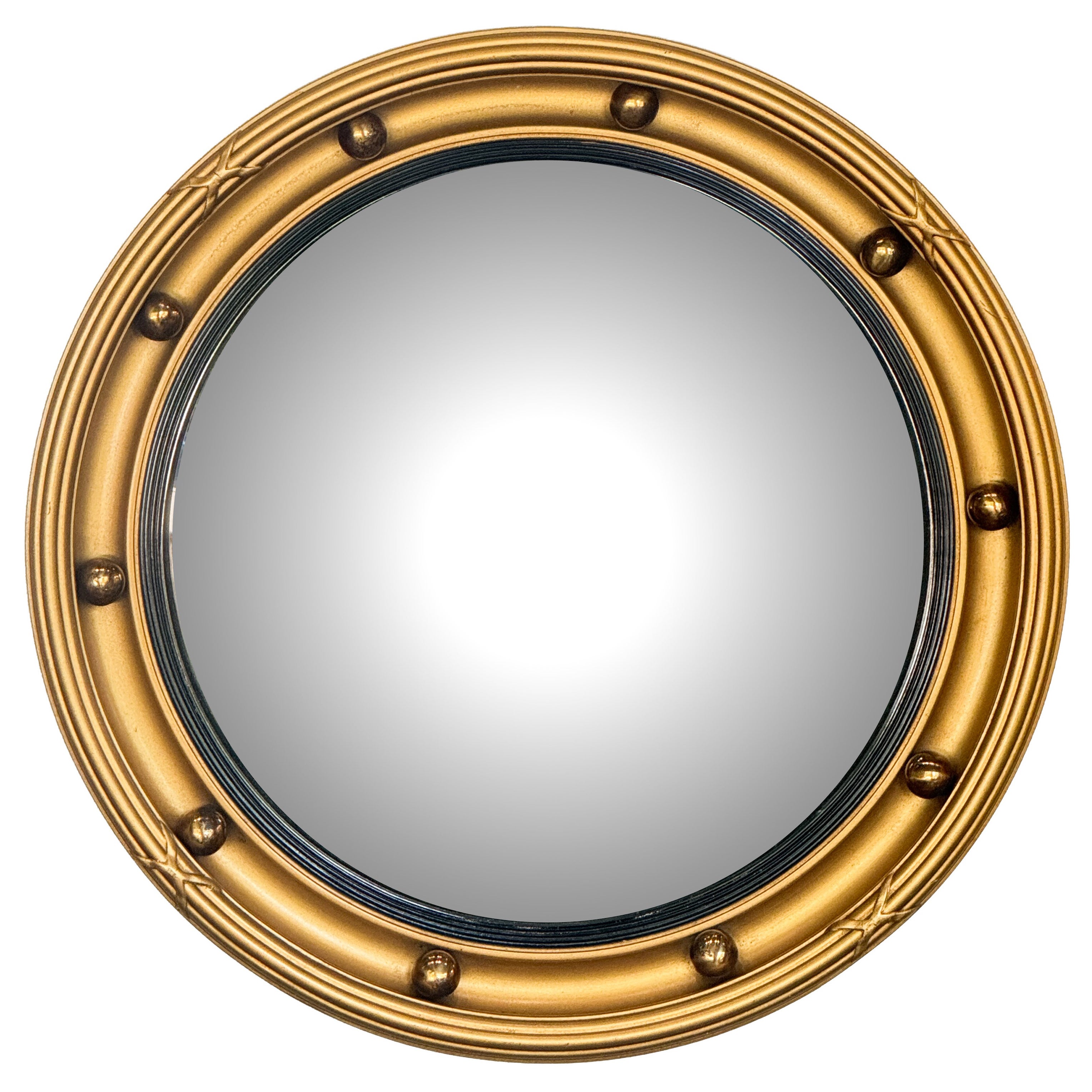 English Gilt Framed Convex Mirror in the Regency Style (Dia 15 1/2)