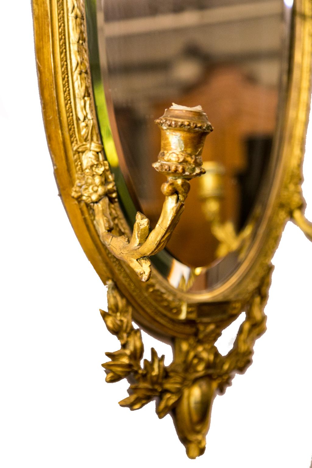 Early 19th Century English Gilt Girandole Mirror For Sale