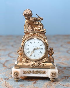 English Gilt Mantel Clock Cherub St James London 1880
