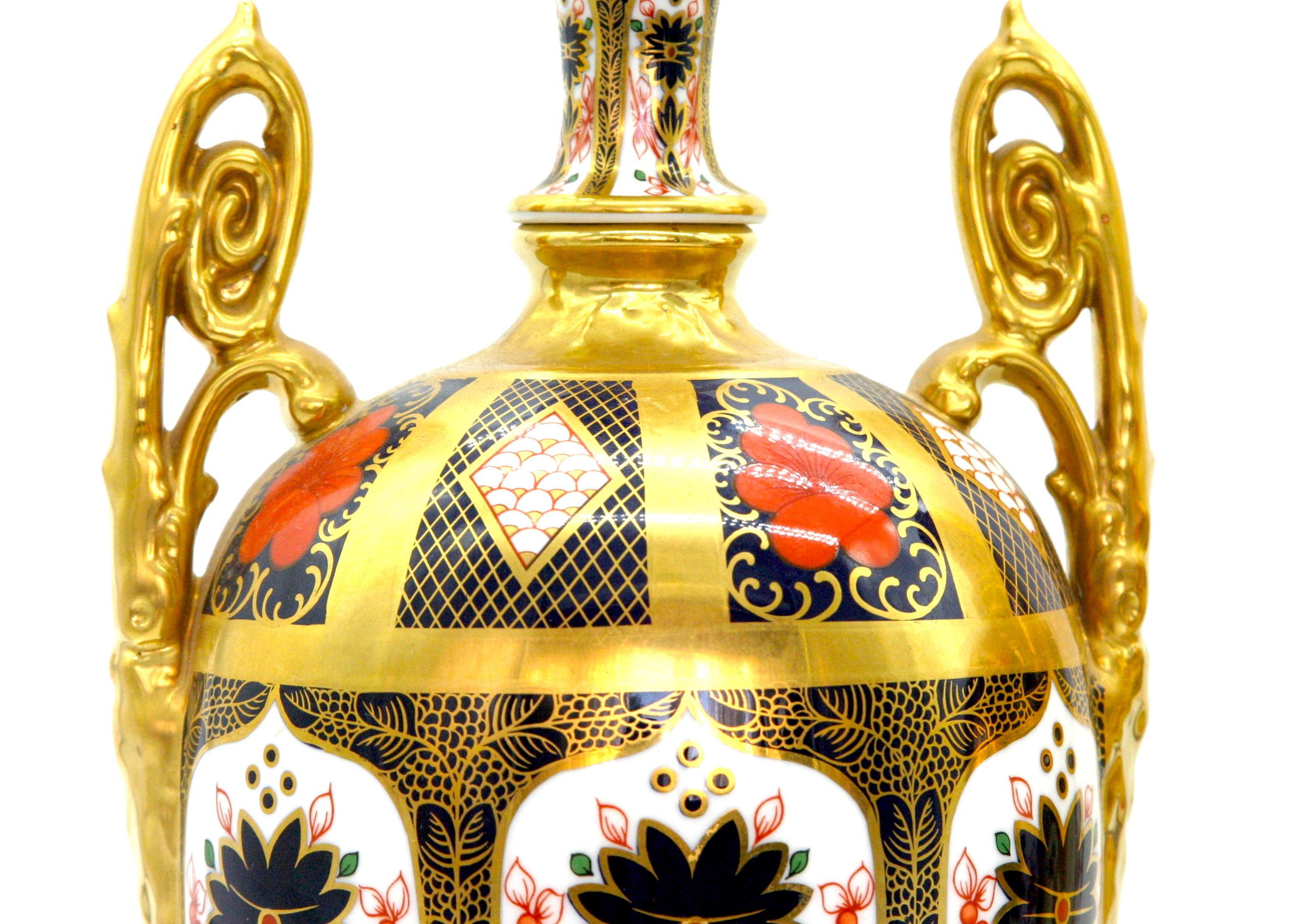 20th Century English Gilt / Painted Royal Crown Derby Vases/Urns For Sale