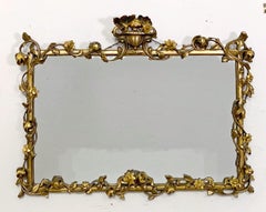 English Gilt Wall Mirror with Carved Floral Design (H 27 1/4 x W 35 1/2)