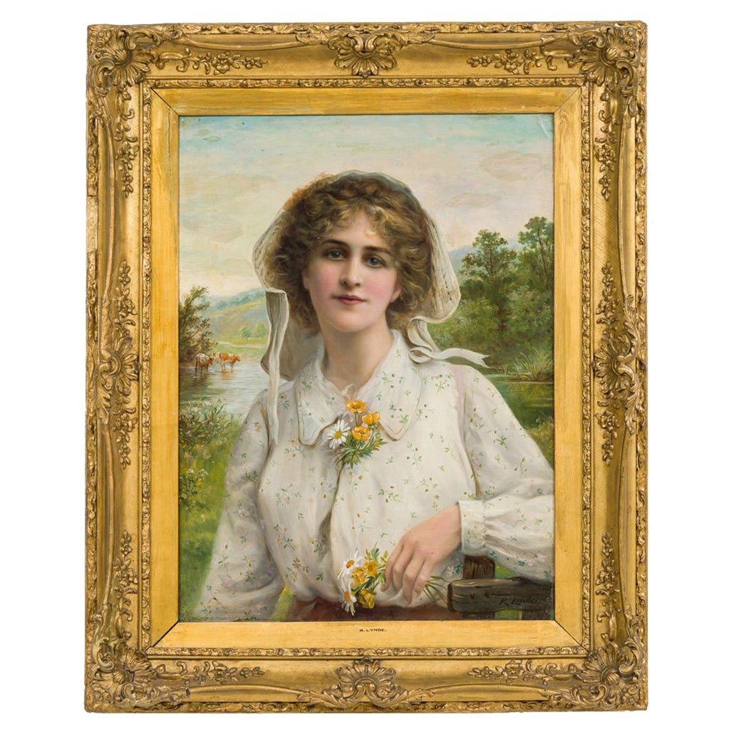 English Gilt Young Lady Portrait