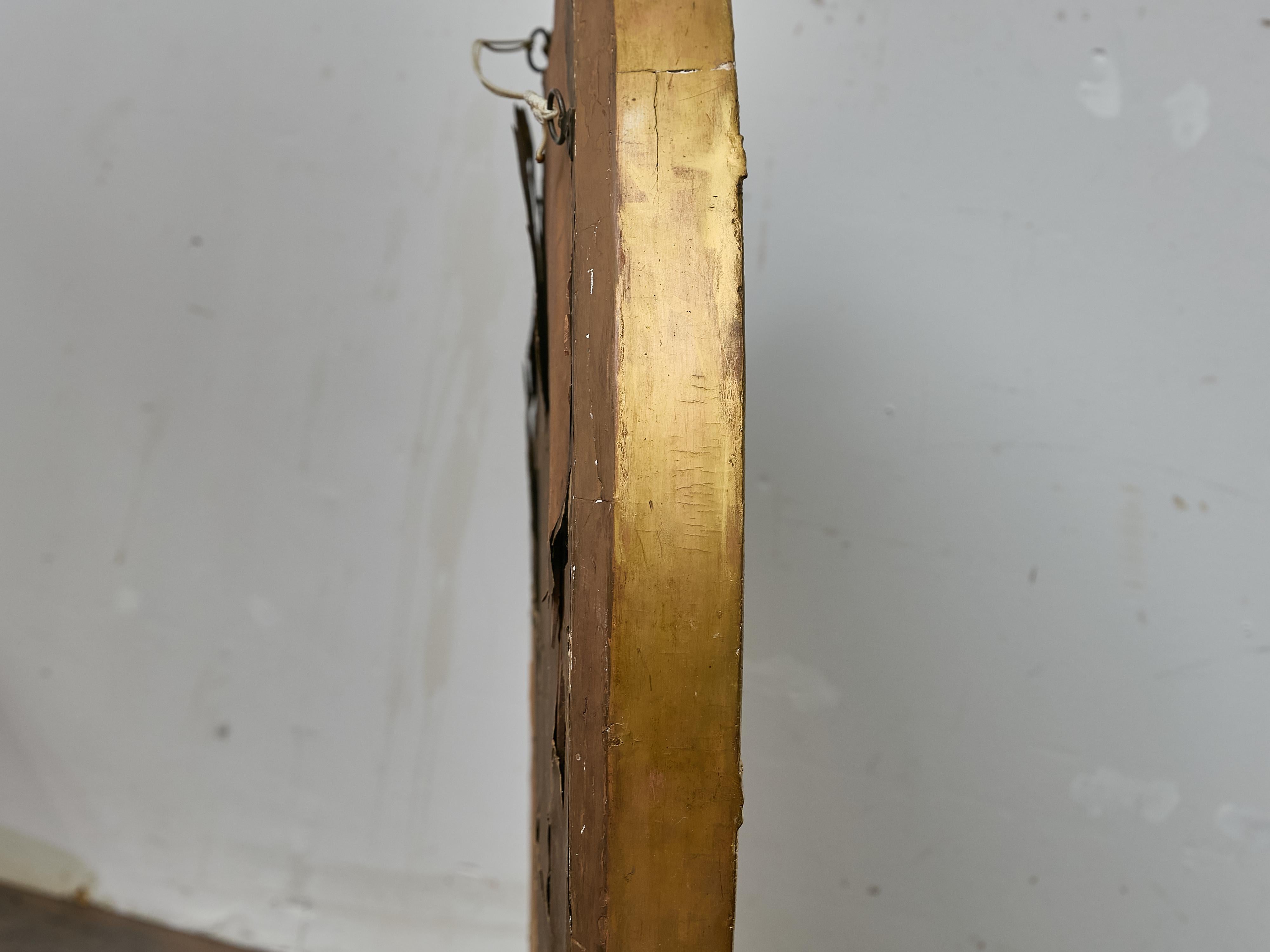 Englischer konvexer Spiegel aus Giltwood mit ebonisierten Bossen, 19. im Angebot 5
